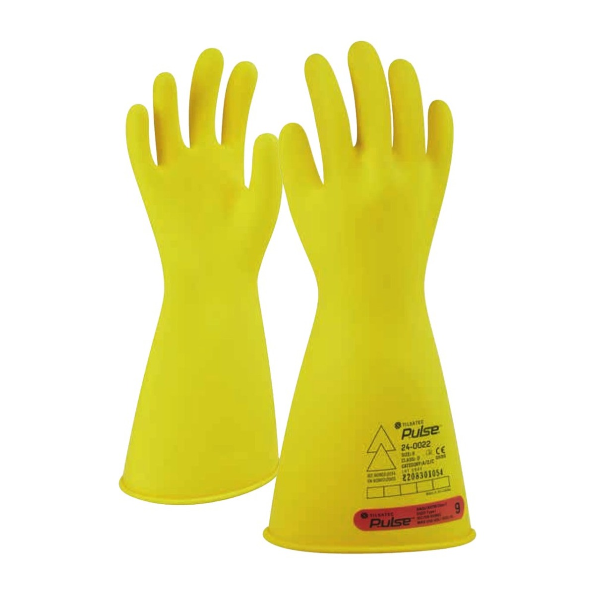 Tilsatec Pulse® Class 00 Electrical Insulating Gloves — 14" / 36 cm, Yellow, Straight Cuff
